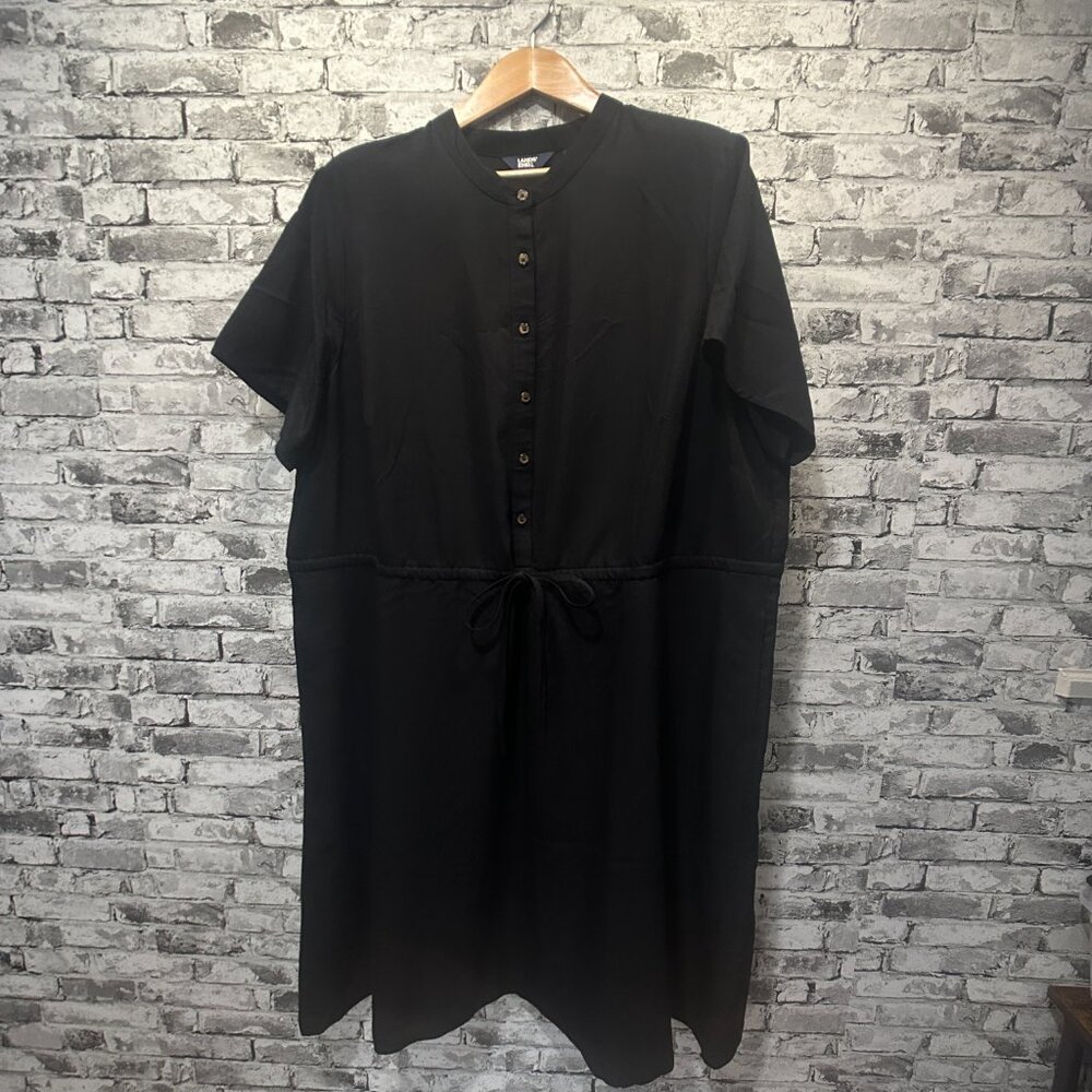EUC Lands End Black Button Up Dress Size 2X (20W - 22W)